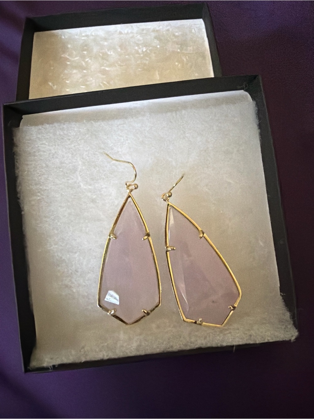 Kendra Scott Gold-Frame Light Pink Teardrop Earrings